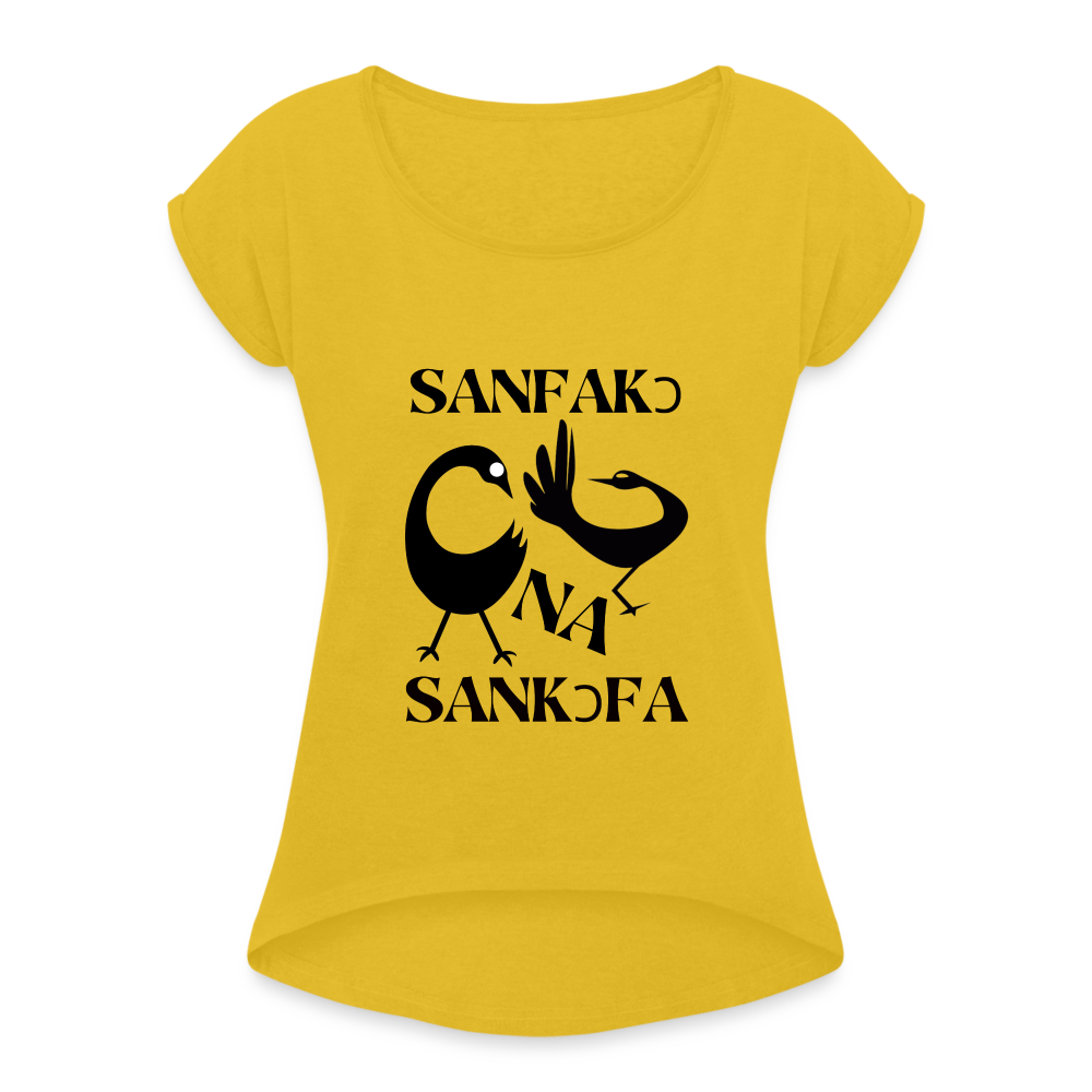 Women's Roll Cuff T-Shirt - mustard yellow