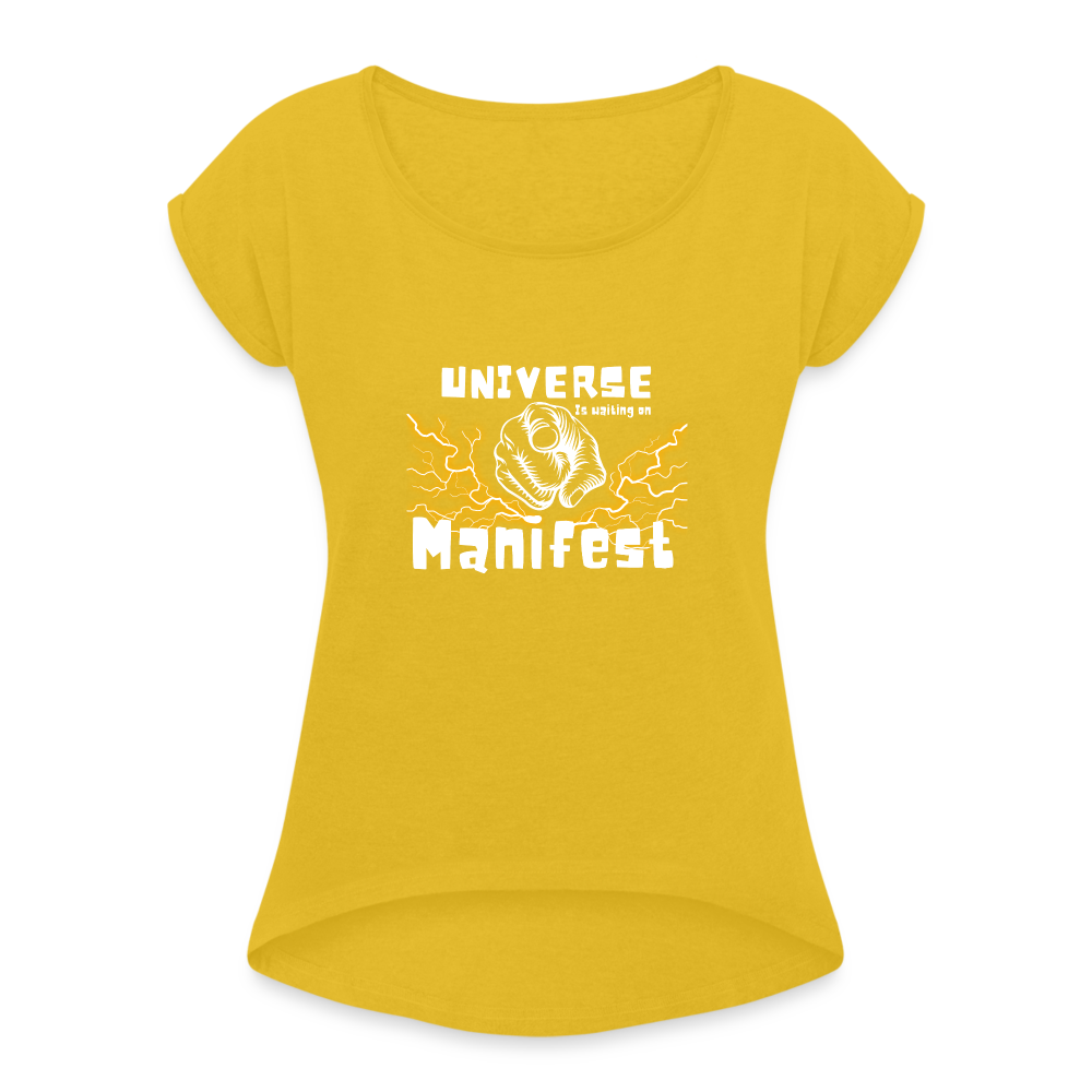 Women's Roll Cuff T-Shirt - mustard yellow