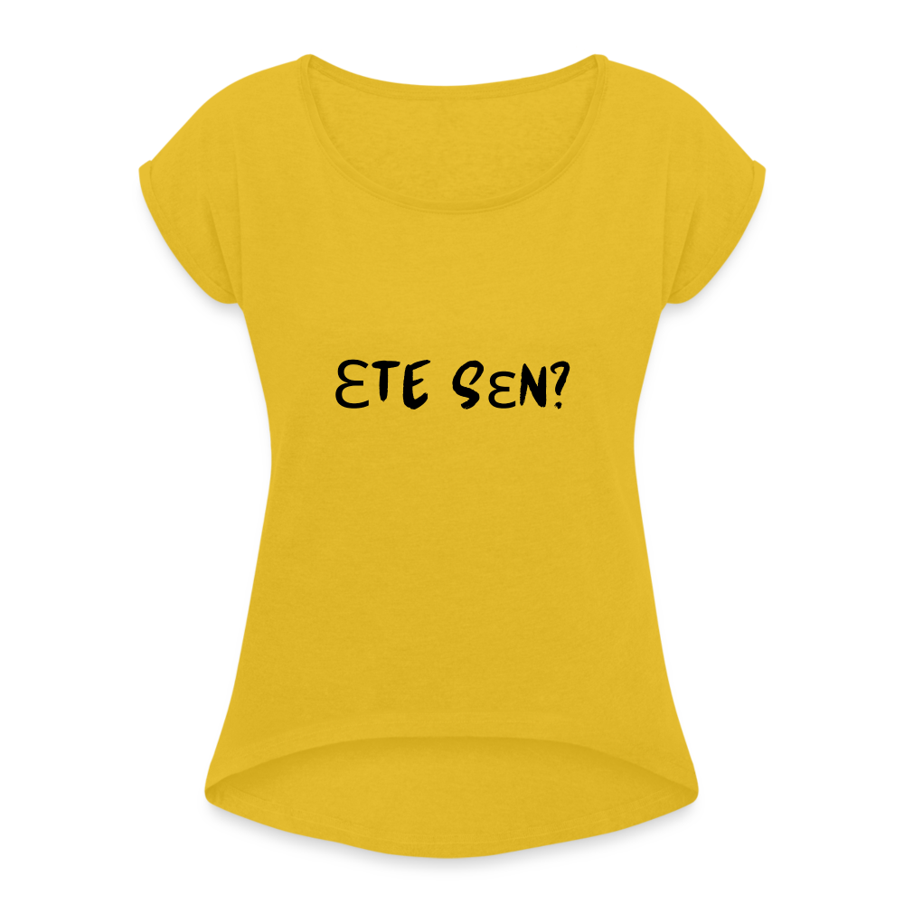 Women's Roll Cuff T-Shirt - mustard yellow